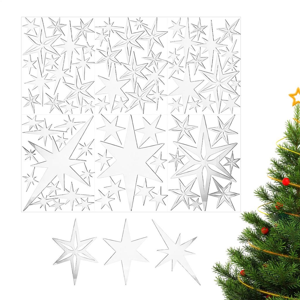 3D Acrylic 78 Pieces Hollowed Star Wall Decals Removable Ornament Wall Decor Stickers For Ceiling Bedroom Study Room Living Room