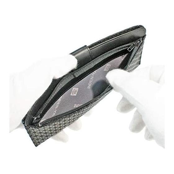 Inden-ya Inden Long Wallet Thin Deer Leather Black x Black Lacquer Ring Pattern Small 2107-01-177 Black x Black Lacquer Ring Pattern Small Bill