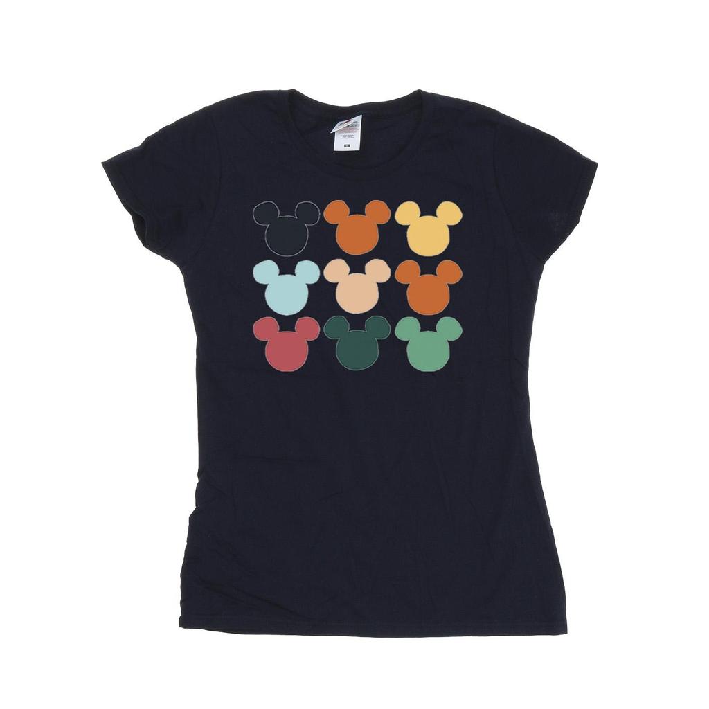 Disney Quadratisches Baumwoll-T-Shirt mit Mickey-Mouse-Köpfen für Damen
