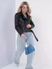 Damen Slim Fit PU-Leder Motorradjacke mit schrägem Reißverschluss