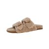 Muffin thick bottom one word fluffy slippers women wear 2025 autumn and winter new Internet celebrity fairy wind heightened plush half drag