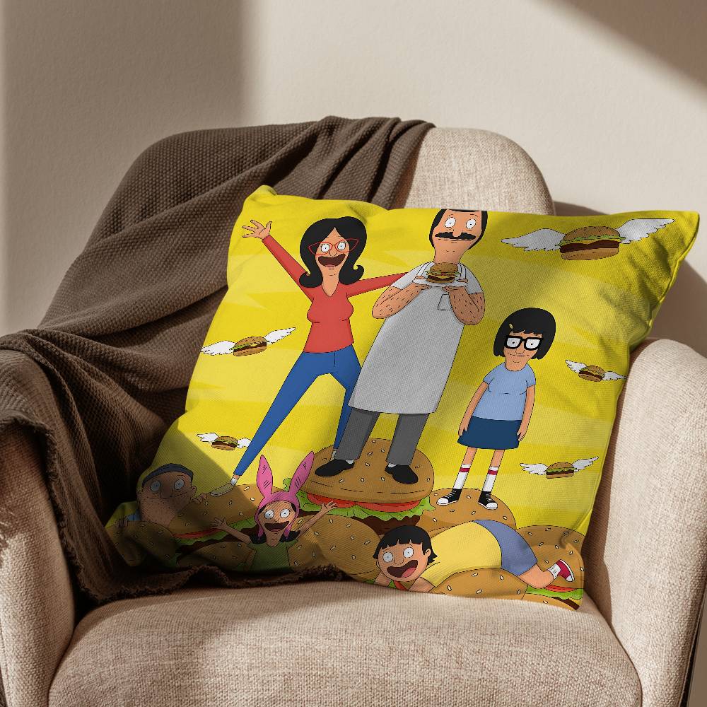 Insomnibob Bobs Burgers Pillow Case Antidustmite Pillowcase Invisible zipper silky short plush Sofa cushion cover