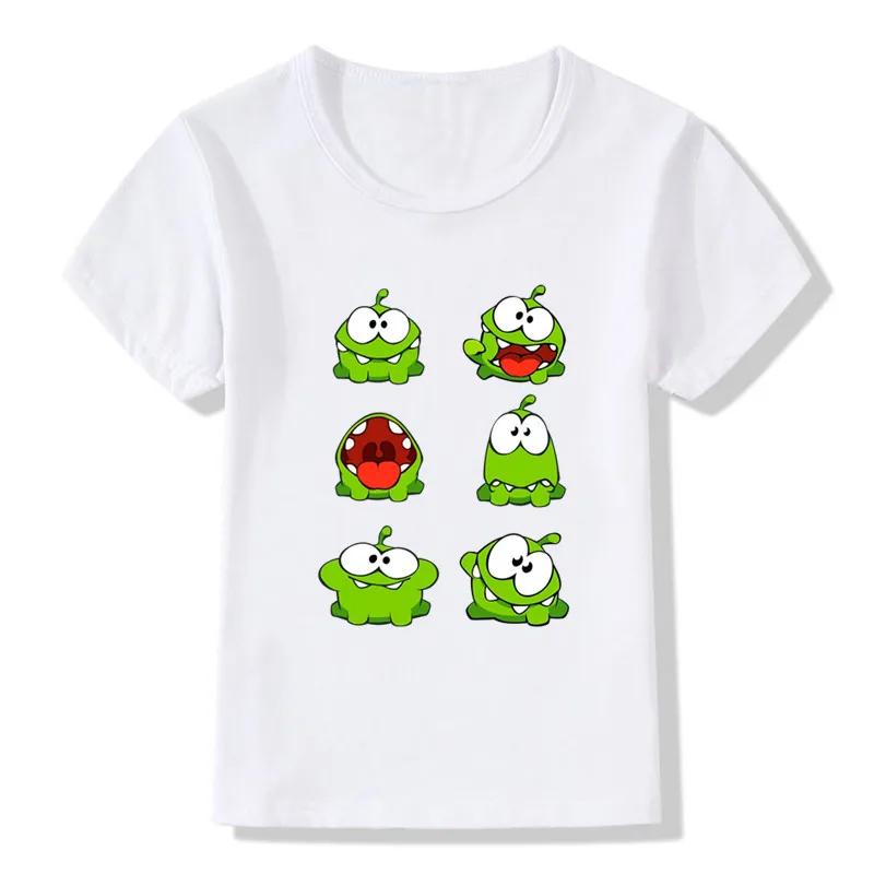 New boys tshirt Hot Game Cut The Rope Om Nom Frog Kids Tshirts Kawaii Cartoon Toddler Baby Boy Girl Tshirt Funny Children Tops