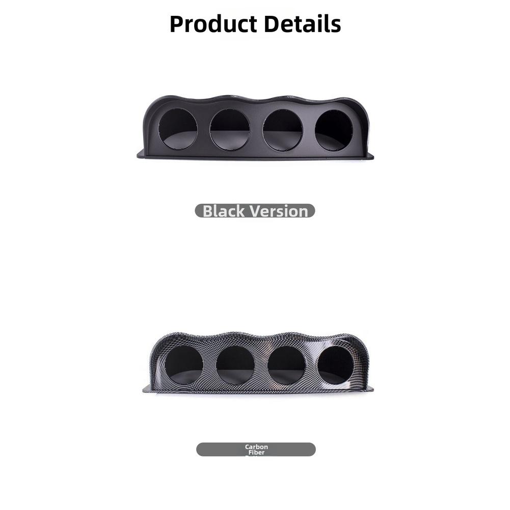 For Custom Car Builds Black Carbon Car Gauge Mount Accessory 4-hole Dash Bracket 4-hole Mounting Easy Installation