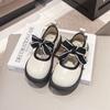 2024 New Girls Leather Shoes Simple Non-slip Bow Round-toe Versatile Soft Elegant Korean Style Kids Princess Loafers Soft Spring
