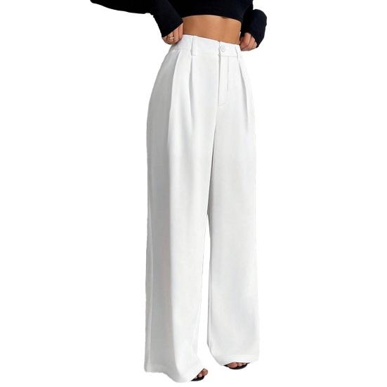 Women Pants Straight Wide-Leg High-Waisted Slimming Trousers Solid Color Loose Fit Dress Pants Workwear