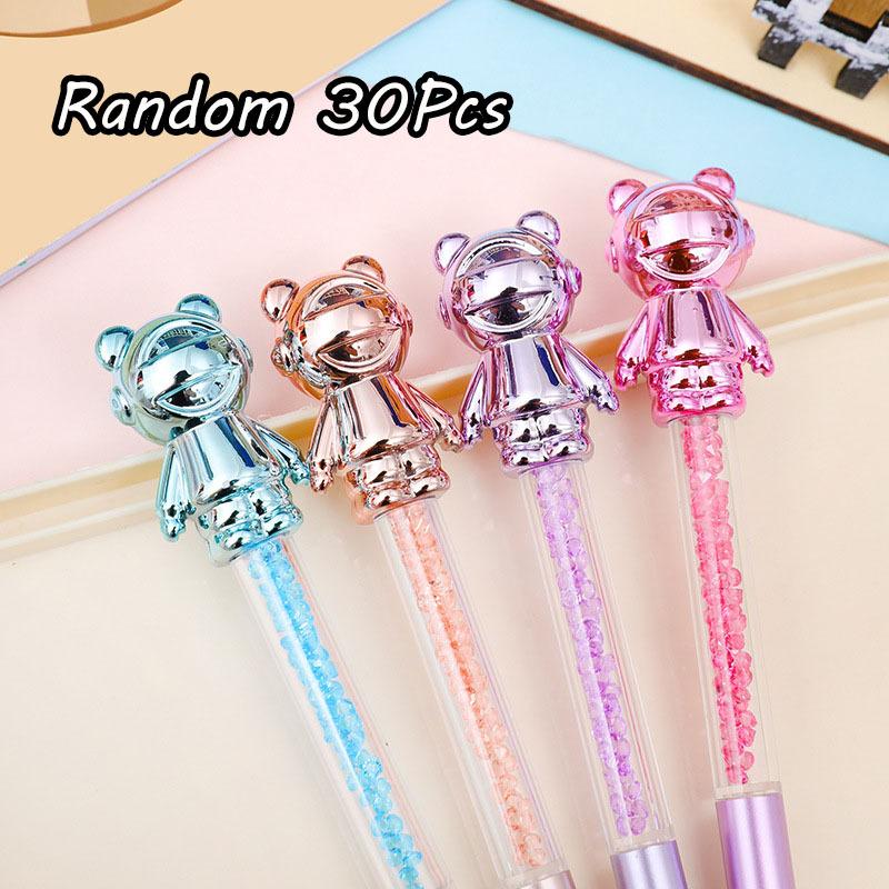 4Pcs Cute Astronaut Crystal Ballpoint Pens Creative Diamond Rotating Blue Writing Ballpoint Pen Astronaut Style Random style 4Pcs