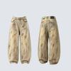 Mens Distressed Baggy Jeans Washed Frayed Denim Pants Streetwear Loose Fit Trousers