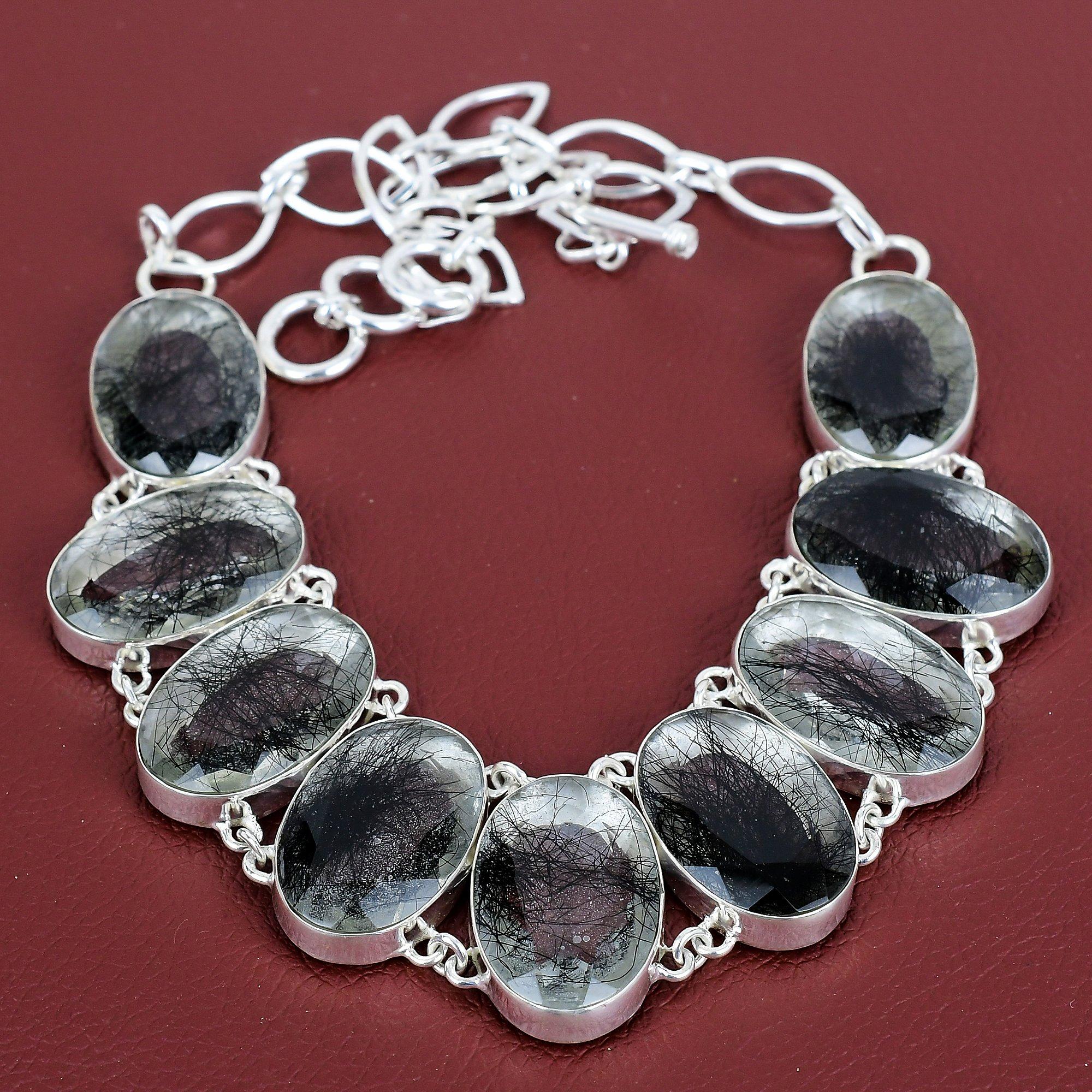 

Faceted black rutile gemstone necklace 925 sterling silver necklace adjustable chain necklace handmade necklace gifts for her silver jewelry Adjustable