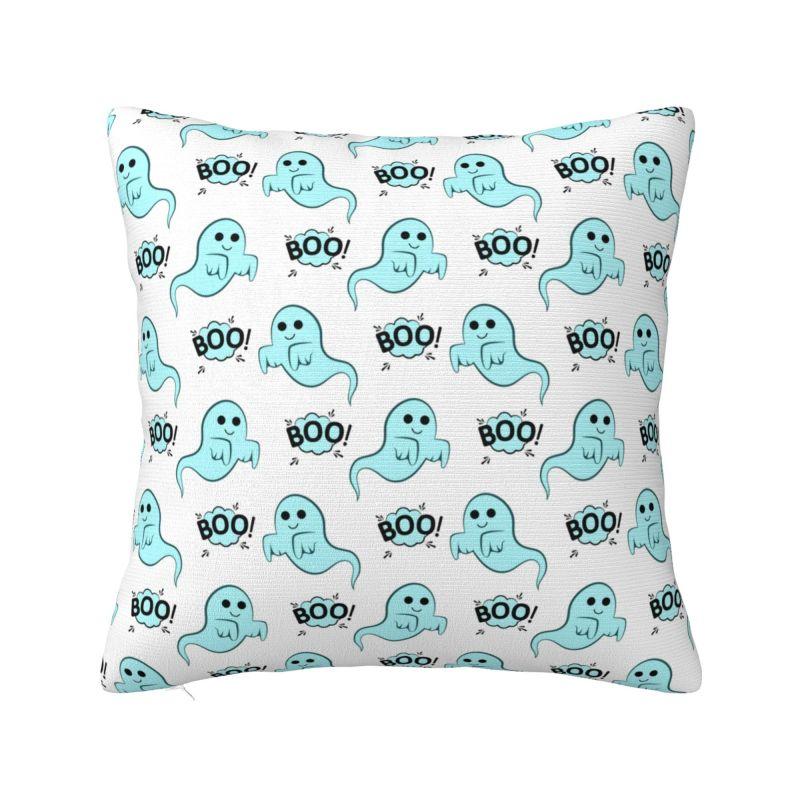Halloween Horror Orange Ghost Pattern Pillowcover Decoration Cushions Cover Throw Pillow Case for Living Room Double-sided