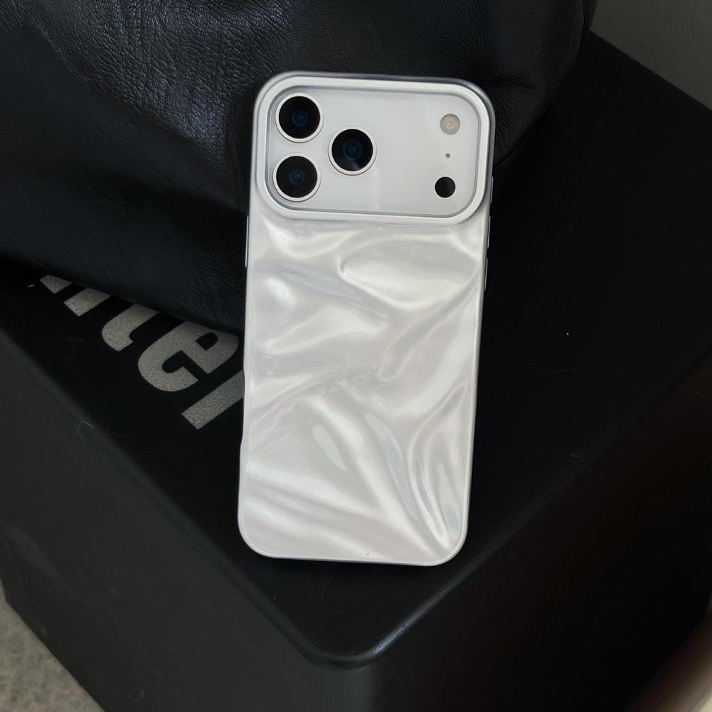Faltenwellenmuster Macaron Unifarbene Hülle für iPhone 17 Pro Max