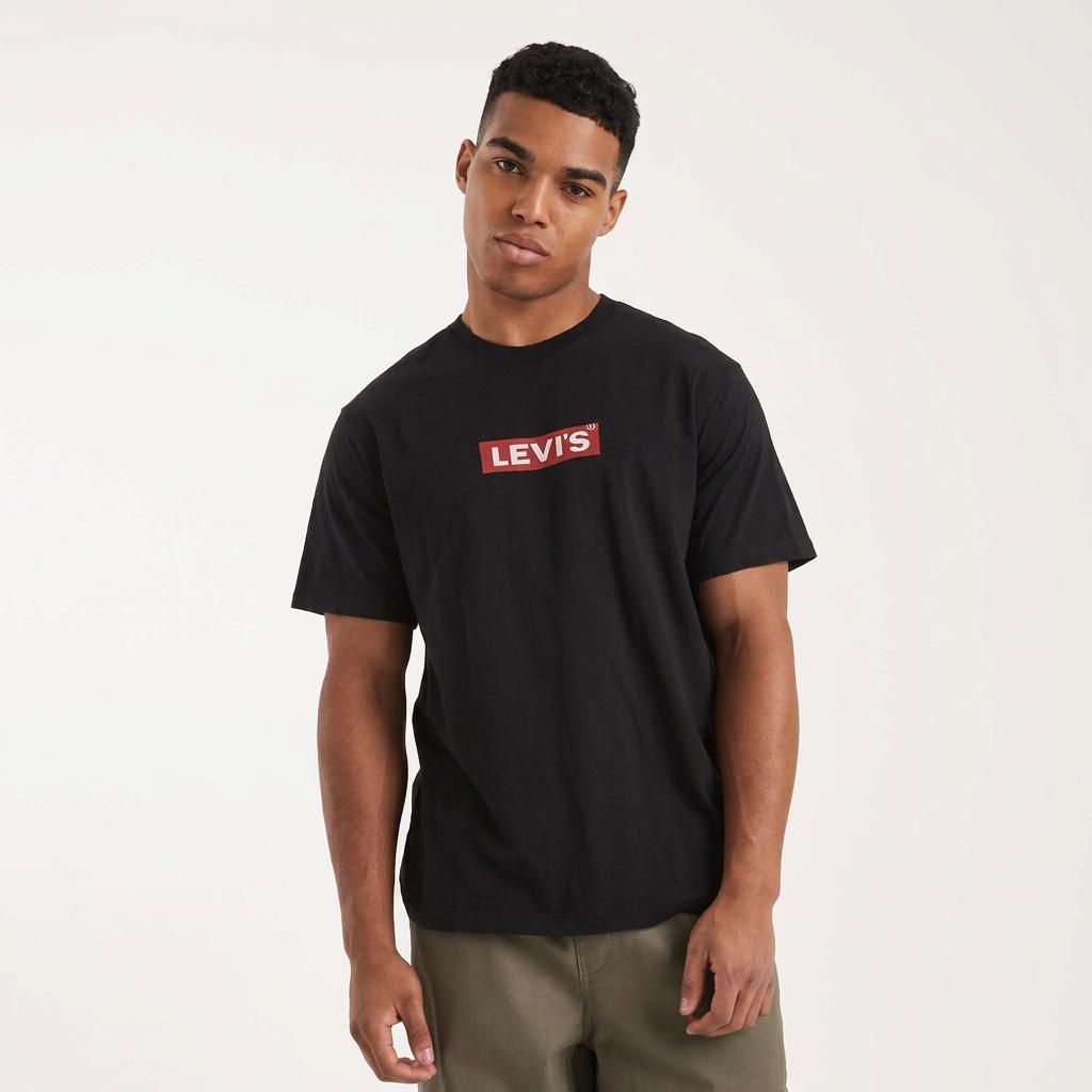 Levis Color Block Letter Print Short Sleeve T-Shirt Unisex Tops Black 001AM-0001