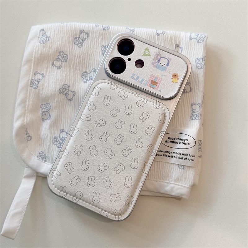Adorable Cartoon Rabbit Head iPhone Case for 17, 16 Pro Max, 15, and 14 with Girly Heart Design.
