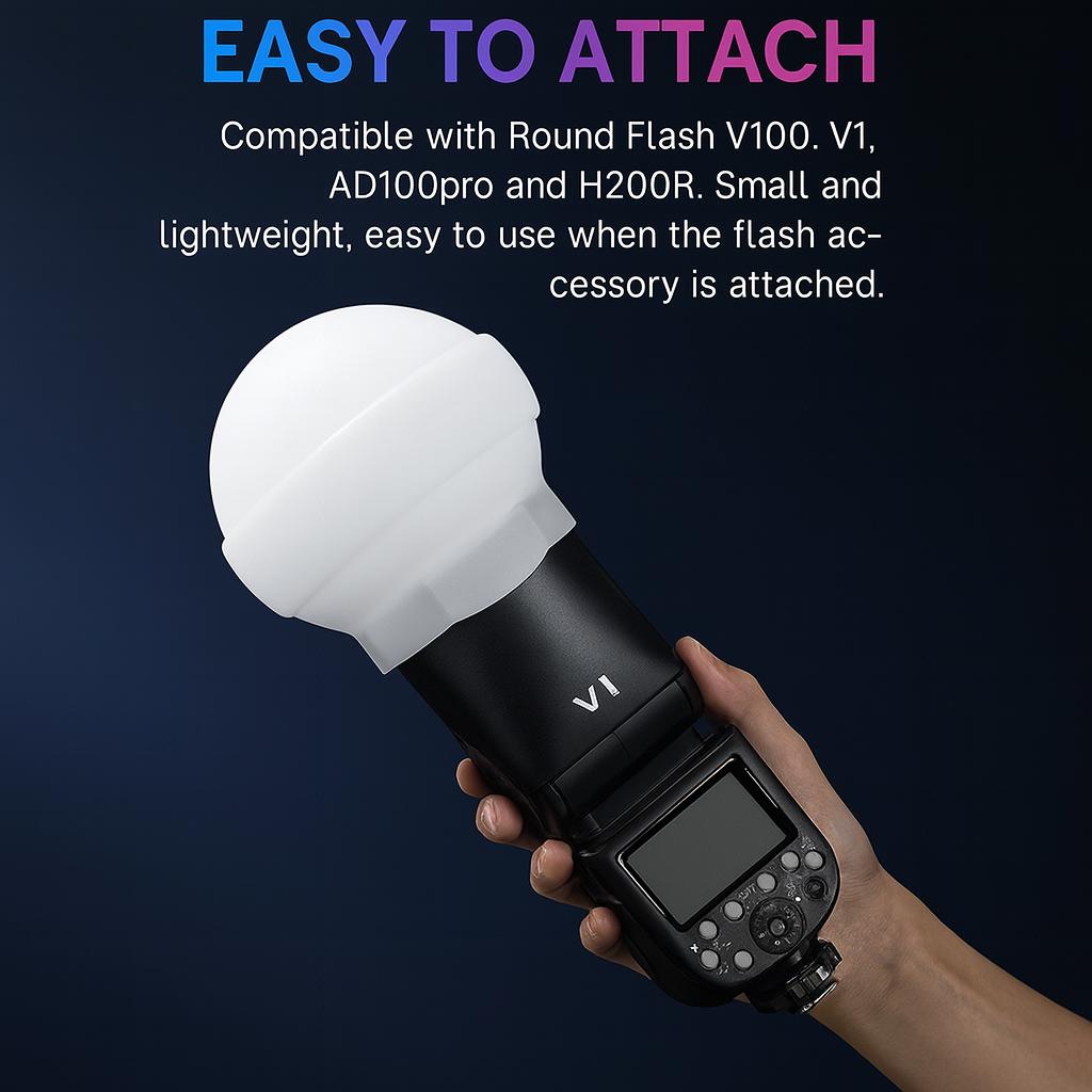 For Godox V1/V1Pro/V100/AD100Pro/H200R Flash | Foldable Silicone Soft Light Ball | Portable Diffuser Dome for Studio & Outdoor