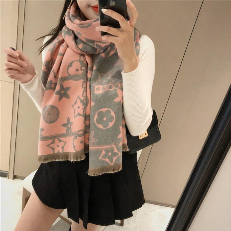 

New autumn and winter double-sided imitation cashmere scarf for women, wind lengthened and thickened thermal air conditioner shawl 180x65cm