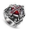 2026 European and American Domineering Retro Ring, Personalized Men's Titanium Steel Cross with Ruby Ring