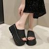 Fashion 8CM Women High Heels Summer Females Breathable Platform Slippers Chunky Sneakers Wedge Sandals Slides Shoes Zandalias De Mujer