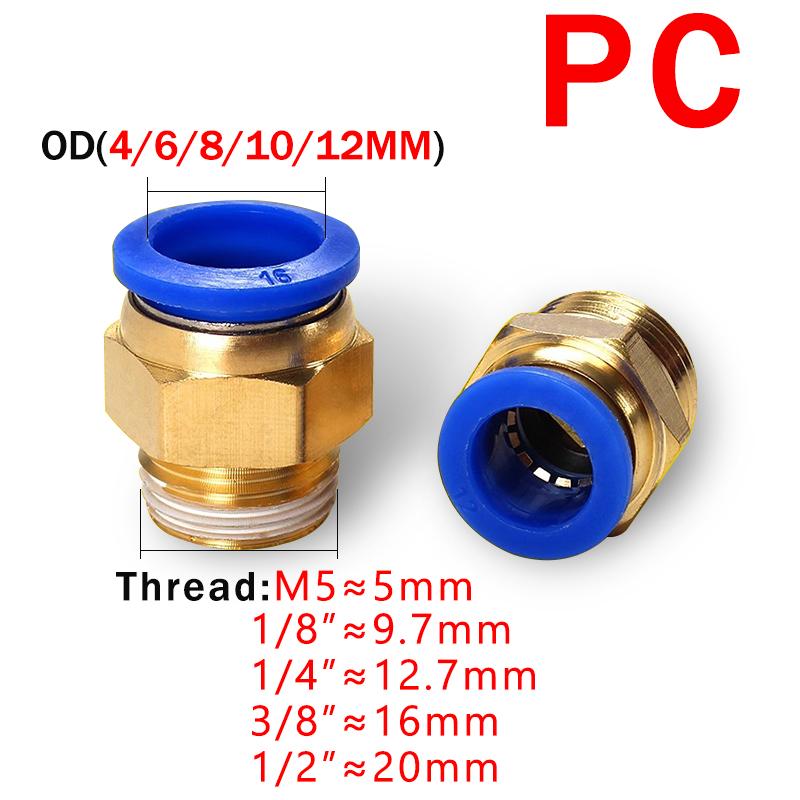 20/50PCS Pneumatic Air Connector Fitting PC/PCF/PL/PB/SL 4mm 6mm 8mm Thread 1/8 1/4 3/8 1/2 Hose Fittings Pipe Quick Connectors Fuel System Fittings7