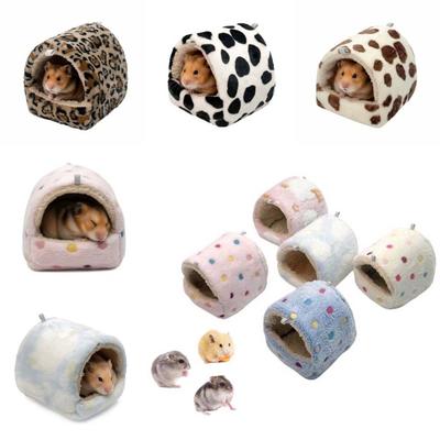 Korallenfleece Hängende Hamster Hängematte Bequemer Cartoon Muster Hängender Eichhörnchen Schlafsack Eichhörnchenkäfig Nest