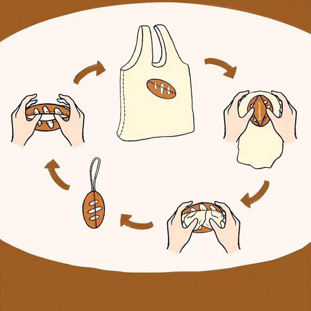 Nylon French Bread Foldable Shopping Bag Tote Bag Cartoon Eco Bag Funny   Snack