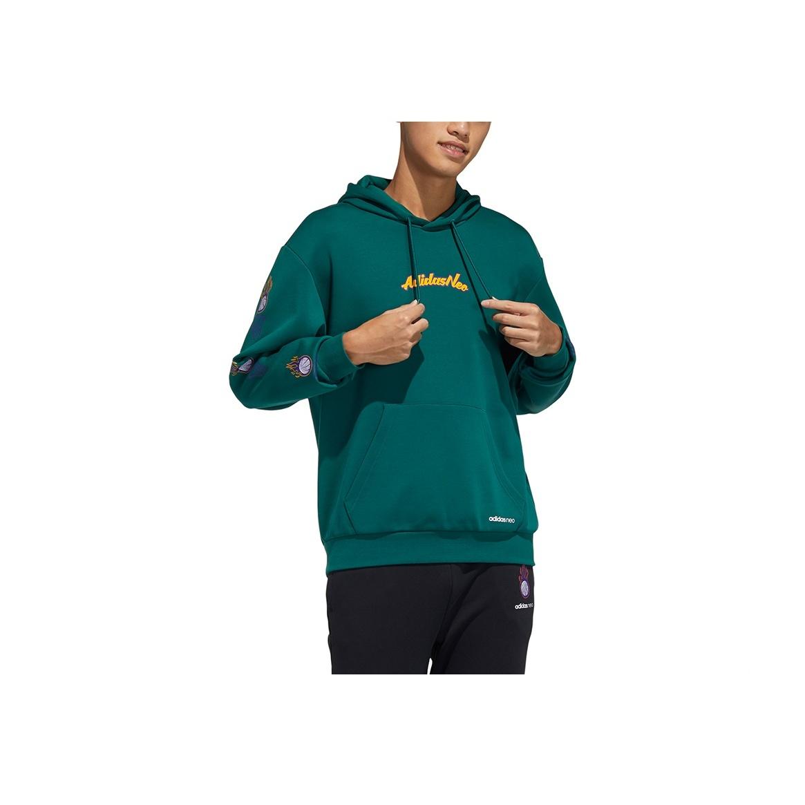 adidas Neo Men s Green Embroidered Logo Hoodie H14176 XL