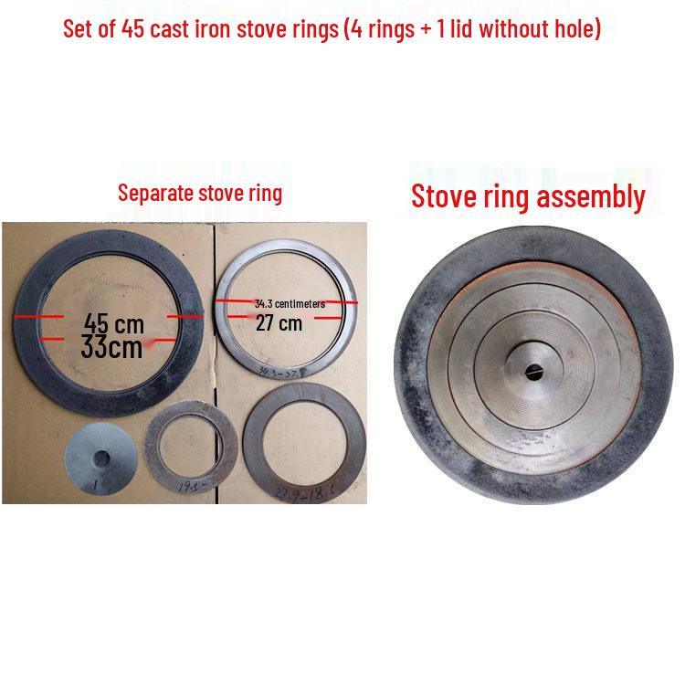 Cast Iron Firewood Stove Ring & Lid: Thickened Rustic Pot and Fire Pit Accessories