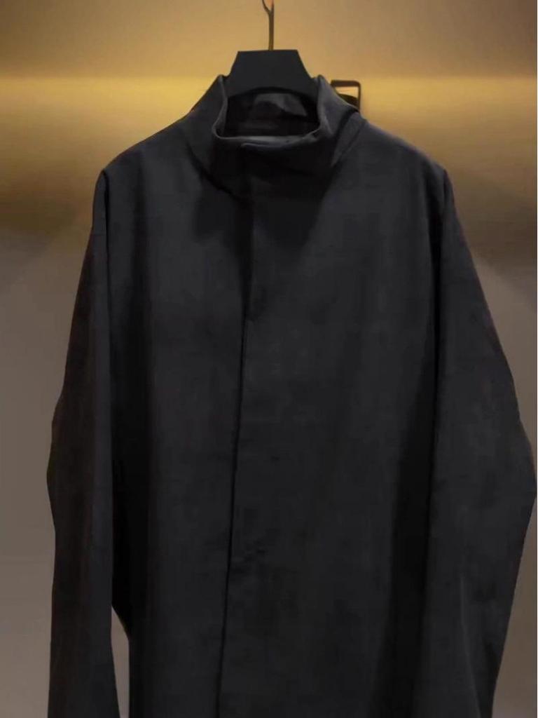 Japanese High Street Men's Retro Stand Collar Jacket - Solid Color, Casual Loose Fit (2025 Autumn Collection)