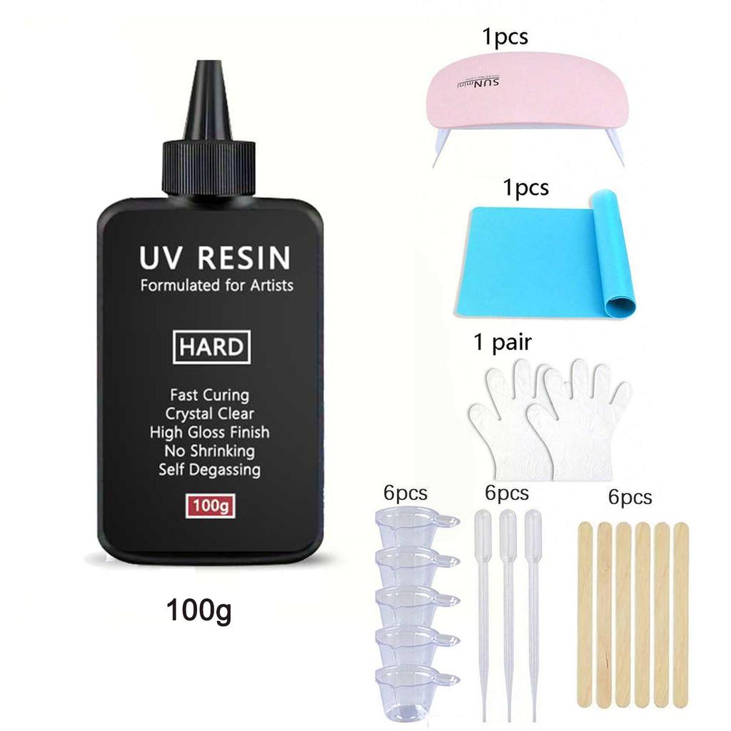 Crystal Clear Hard UV Resin Upgraded Formula Ultraviolet Fast Curing Resin for Jewelry Making, Hard Transparent Solar Cure Resin