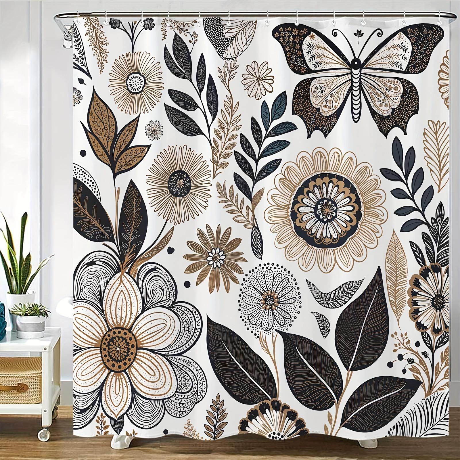 

Bohemian Butterfly Flower Shower Curtain Washable Dirt-Resistant Shower Head Waterproof Polyester Bath Curtain For Home Decor 90x180CM