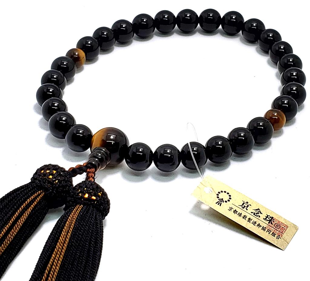 Urushi Product Prayer Beads Prayer Beads with Unisex Onyx and Eye Crafted with Silk Suitable for All Sects Kyoto Prayer Bead Manufacturing Wholesaler