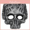 Terrifying Resin Demon Skull Mask For Halloween Role Play With Silver And Copper Horns