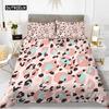 Leopard Print Duvet Cover Set Pink Girly Chic Cheetah Print Bedding Set for Boy Teen Polyester Wild Animal Theme Comforter Cover Three Piece Set
