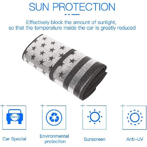 Windshield Flag Sunshade Sun Shade Heat Shield Sun Visor Mat Compatible With Jeep Wrangler Rubicon Sahara TJ JK JKU 2 Door & 4 Door