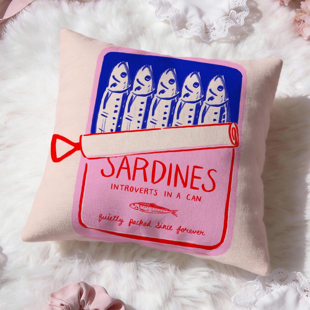 Coastal Charm Sardine Cushion Cover Premium Comfort Reversible Pillow Cove -Two in One Design for Any Room & Car Interior