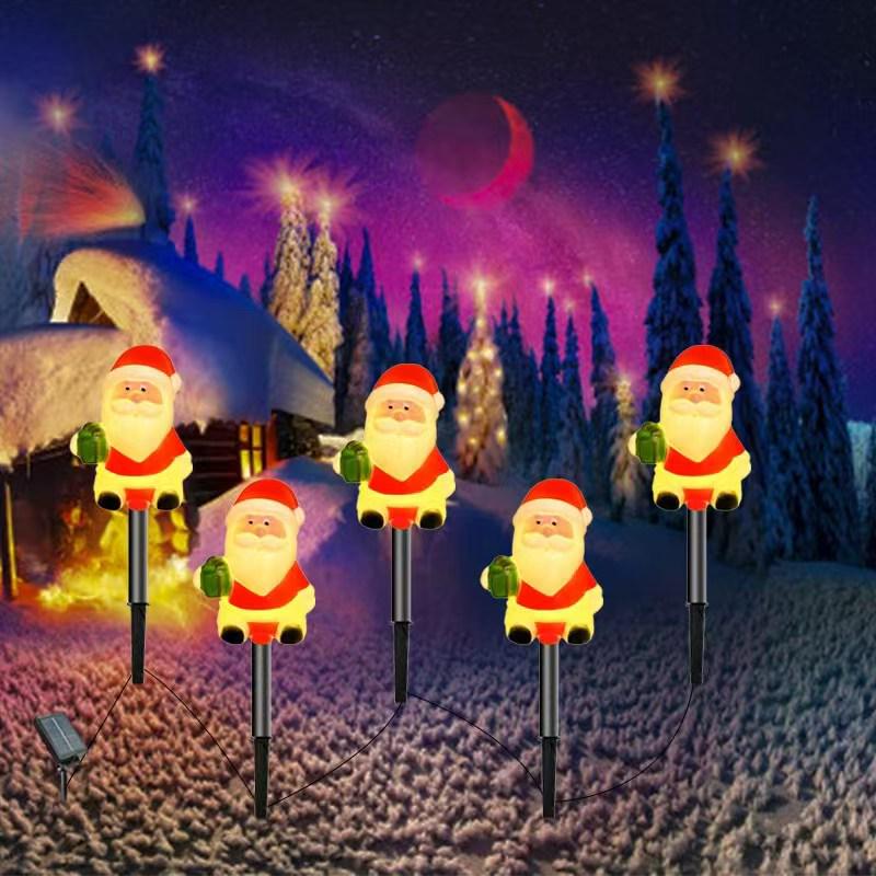 2025 Solar Weihnachts-Weihnachtsmann und Schneemann Leuchtende Lichterkette für Außendekoration