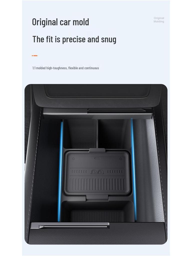 Compatible Tesla Central Console Silicone Storage Box: Original Color, Convenient Lower Console Storage Solution.