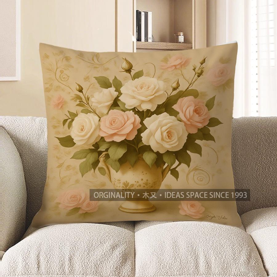 Home Decor Colorful Floral And Butterfly Pattern Pillow Cover Pattern Cushion Cover Suitable For Sofa Bedroom Car Pillow Cover