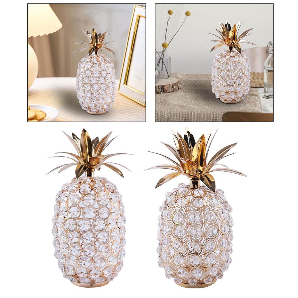 Nordic Crystal Pineapple Figurines Fruit Statue Sculpture Candelabra Base Candle Cover for Bookshelf