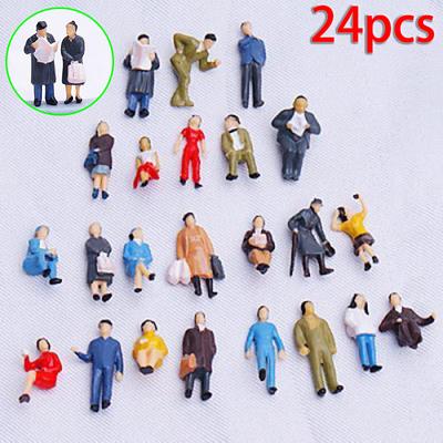 24 pièces modèle mixte personnes Figure Train bâtiment ferroviaire paysage échelle 1:87