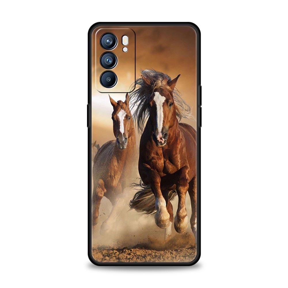 Bellissima Cover per Telefono con Cavalli Marroni per Oppo Reno13 Reno12 Reno11 F Reno10 Pro A54 5G Find X5 A53 A9 A57 A78 4G A79 A80 A98