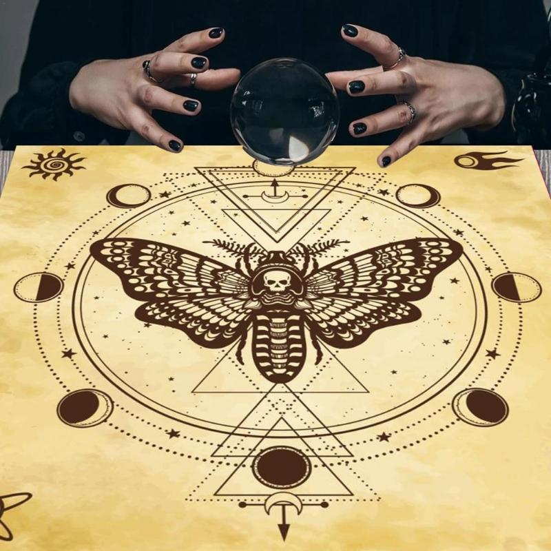 Divinations Tablecloth Skull Butterfly Moon Phases Tarot Cards Tablecloth Altars Cloth Divinations Board Game Accessory