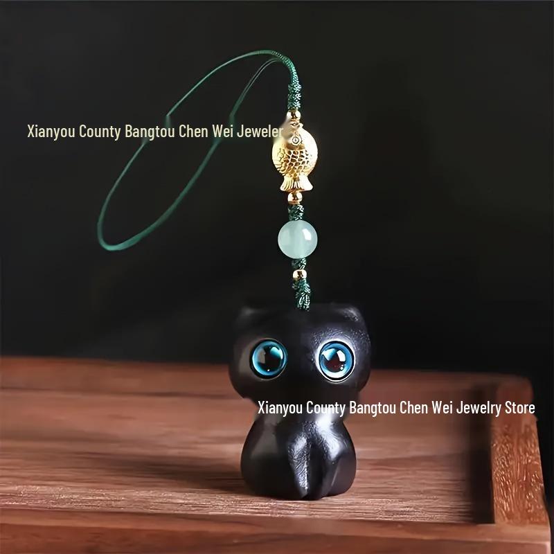 

Sandalwood Cat Keychain: Unisex Creative Phone & Car Pendant Ornament