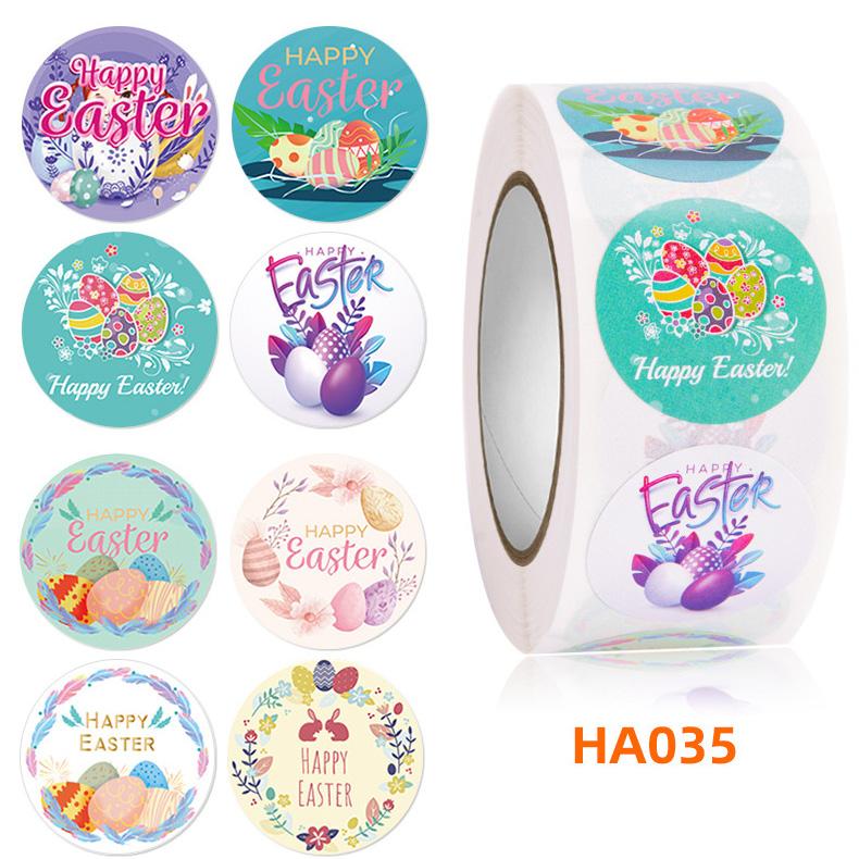 1inch 2.5cm Easter Cartoon Sticker Bunny Egg Decoration Roll Sticker Gift Sealing Happy Easter Day Holiday for small business