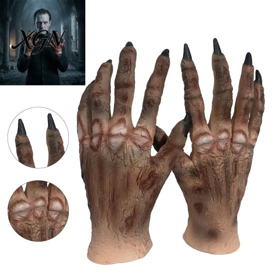 Halloween Costume Accessories 1 Pair Gloves for Adults Kids, Horror Zombie Hands Scary Gloves, Latex Ghost Hand Cosplay Accessory Masquerade