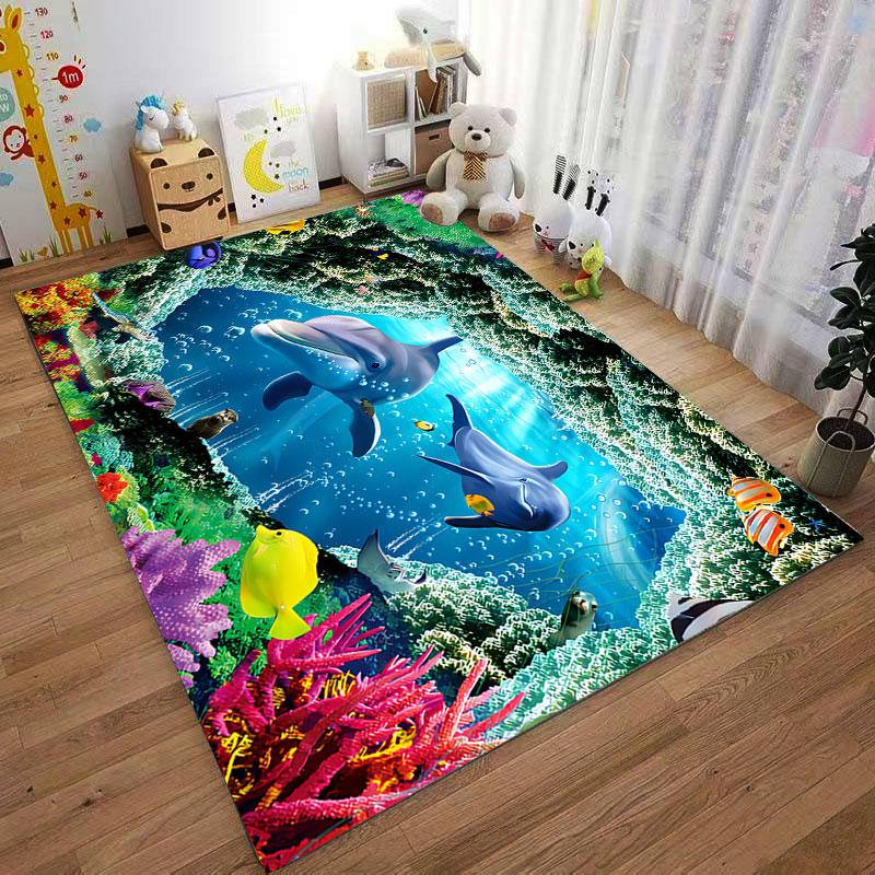 Ocean Paradise Dolphins suitable as a non-slip mat for the living room or bedroom sofa