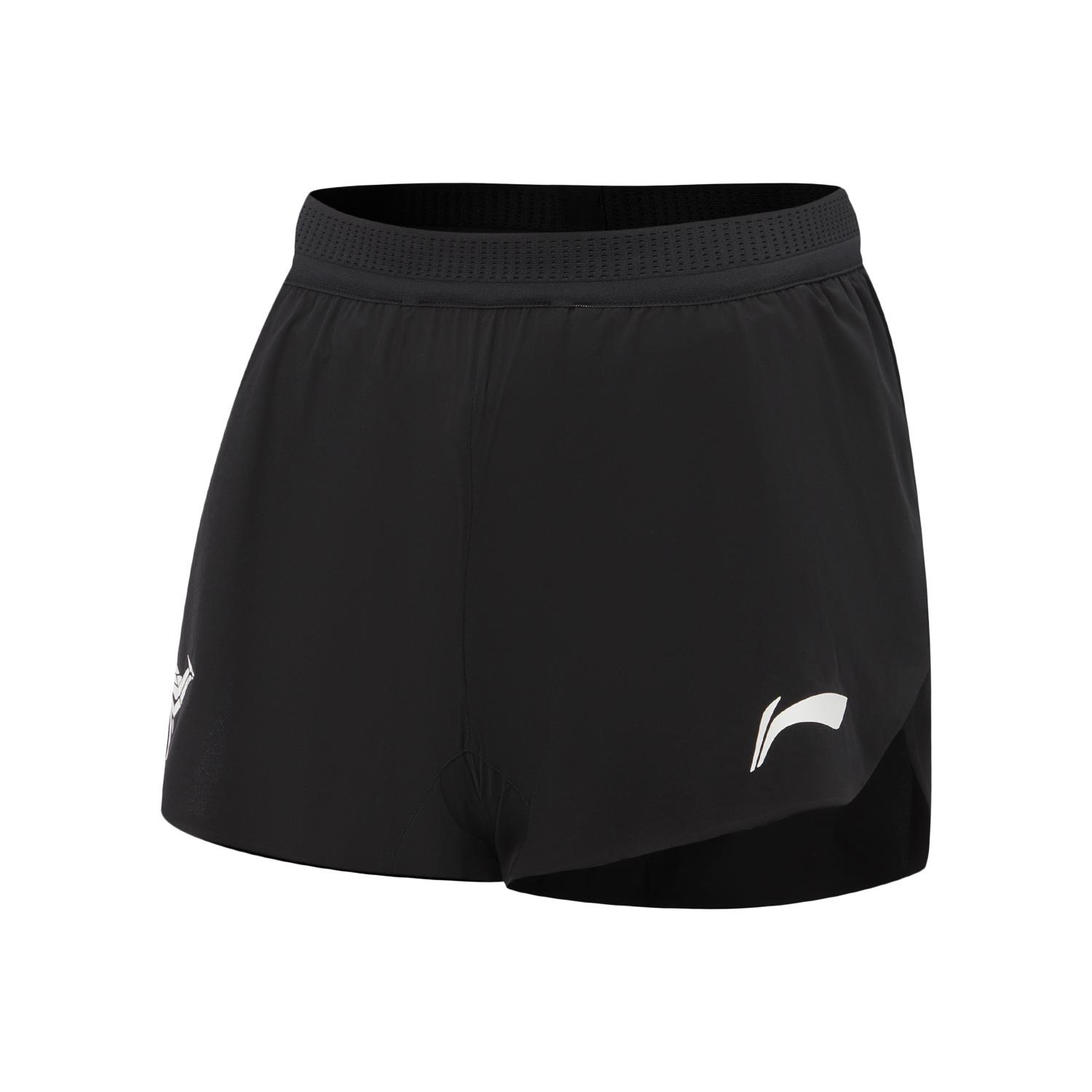 Серия для бега Li Ning Уси Марафон Уличные Однотонные Простые Универсальные Мягкие Быстросохнущие Прохладные Эластичные Спортивные Шорты Женские шорты Черные AKSW606-1 S