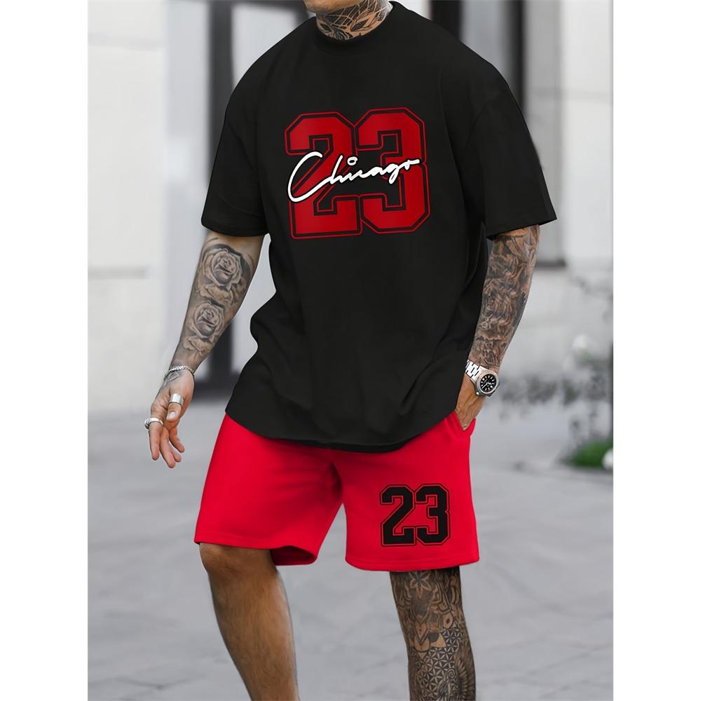 Men's Set Relaxed Fit Short Sleeve Shorts Set Men's Sportswear  Casual Wear Summer Casual Suit