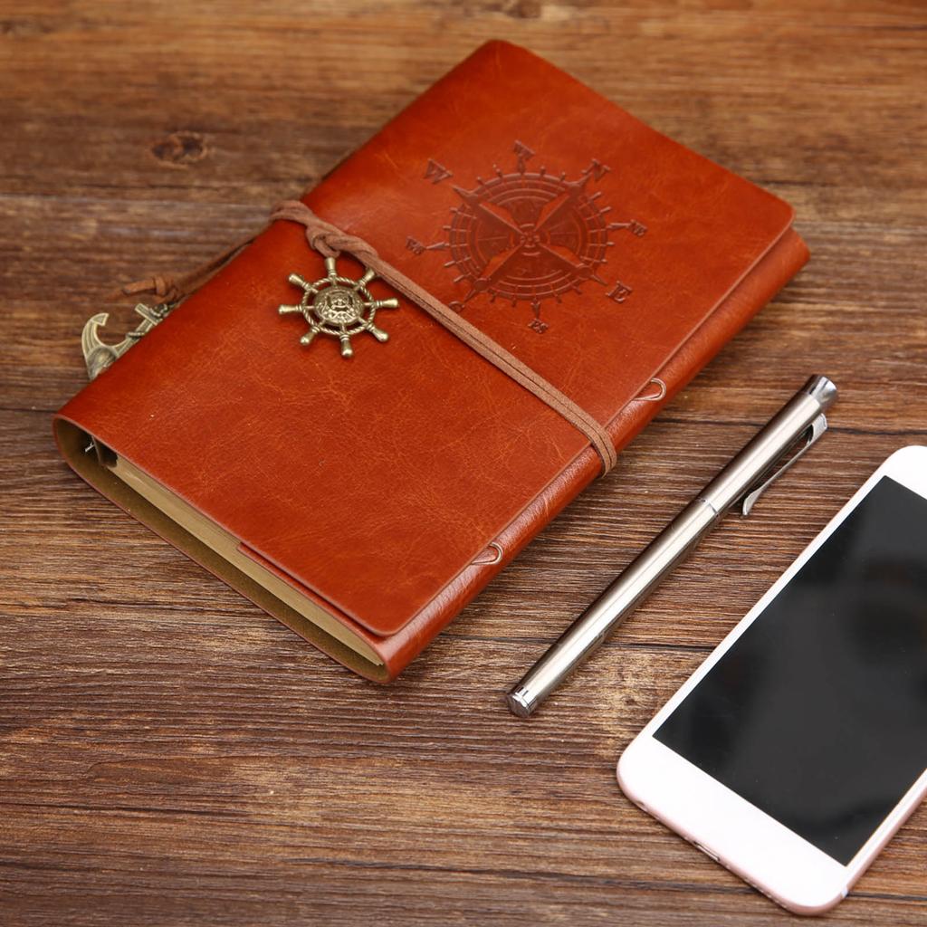 Vintage Notebook PU Leather Journal Travel Journal Diary with 150 Blank Page and Pendant Refillable Loose Leaf Notebook