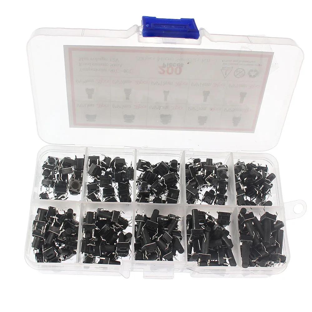 25/200/250PCS Switch Kit Micro Switch Push Button Switches DIY Assortment Kit 6x6mm 12x12mm 12x12x7.3mm