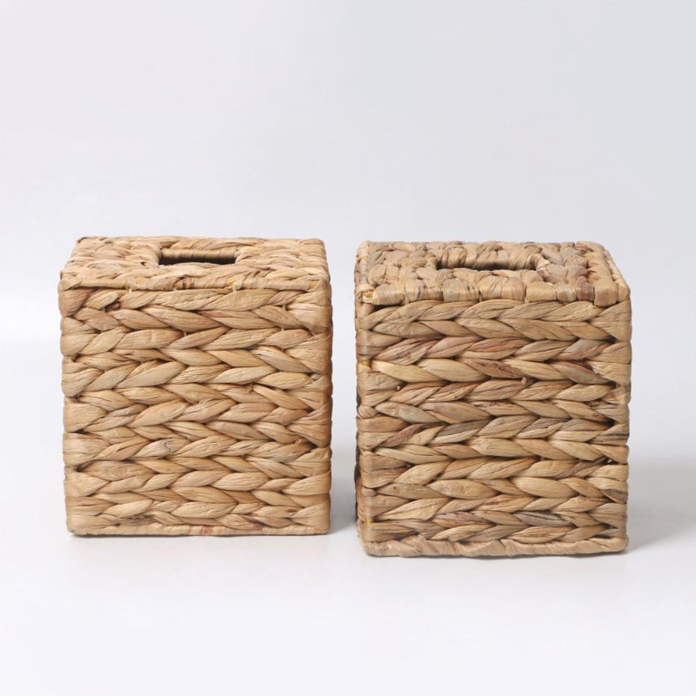 Bohemian Style Rattan Cube Tissue Box with Cover Tissue Holder  Bathroom